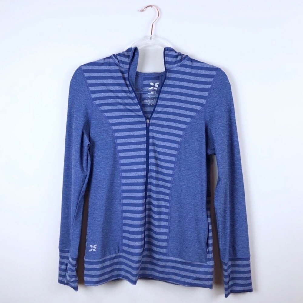 City Sports Two Tone Blue Athletic Zip Up Hoodie S